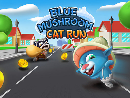 Play Blue Mushroom Cat Run Thumbnail