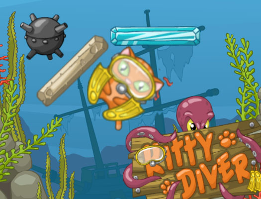 パズルゲーム【Kitty Diver】ゲームのサムネイル画像